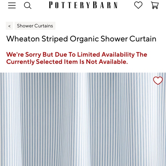 Pottery Barn Wheaton Striped Organic Shower Curtain Chambray - Picture 15 of 15